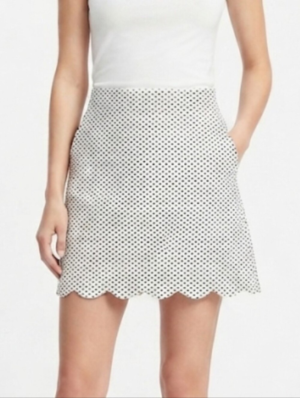 LOFT Polka Dot Scalloped Trim Skirt Size 6